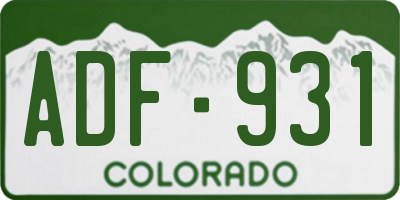 CO license plate ADF931