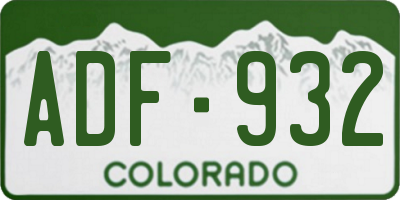 CO license plate ADF932