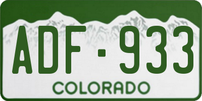 CO license plate ADF933