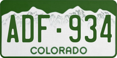 CO license plate ADF934
