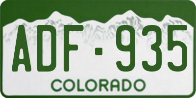 CO license plate ADF935