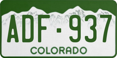 CO license plate ADF937