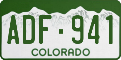 CO license plate ADF941