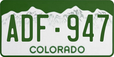 CO license plate ADF947