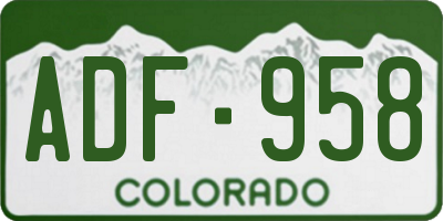 CO license plate ADF958