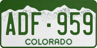 CO license plate ADF959
