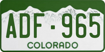 CO license plate ADF965