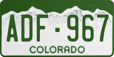 CO license plate ADF967