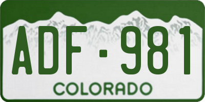 CO license plate ADF981