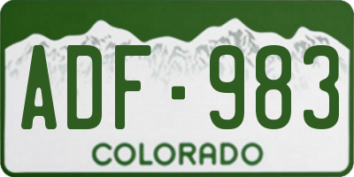 CO license plate ADF983