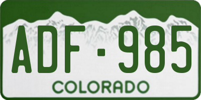 CO license plate ADF985