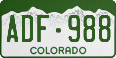 CO license plate ADF988