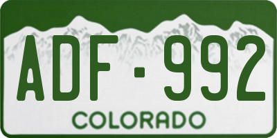CO license plate ADF992