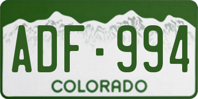CO license plate ADF994