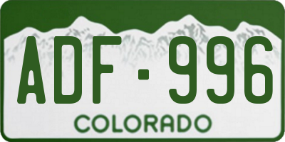 CO license plate ADF996