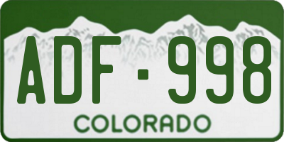CO license plate ADF998