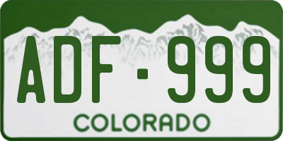 CO license plate ADF999