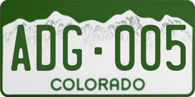 CO license plate ADG005