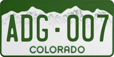 CO license plate ADG007