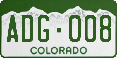 CO license plate ADG008