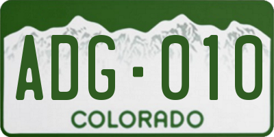CO license plate ADG010