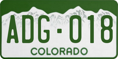 CO license plate ADG018