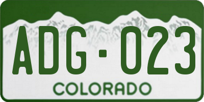 CO license plate ADG023