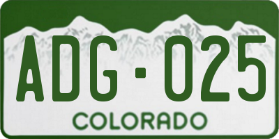 CO license plate ADG025