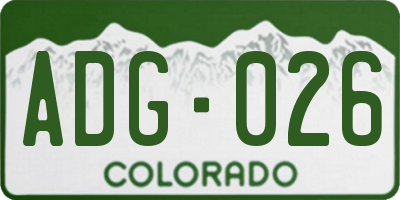 CO license plate ADG026