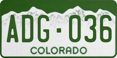 CO license plate ADG036