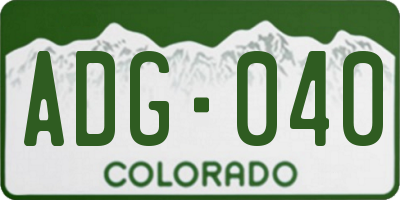CO license plate ADG040