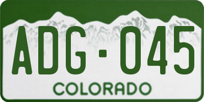CO license plate ADG045