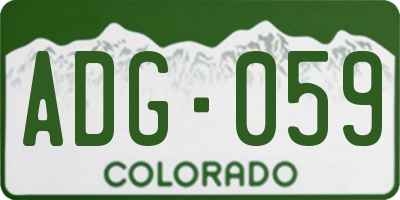 CO license plate ADG059