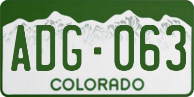 CO license plate ADG063