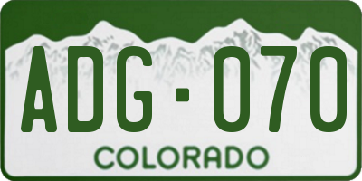 CO license plate ADG070