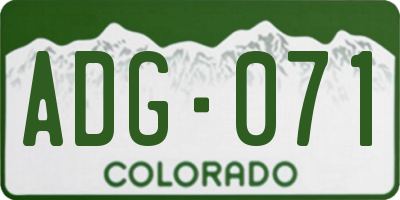 CO license plate ADG071