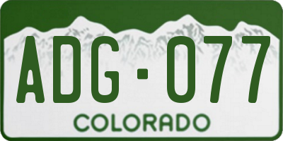 CO license plate ADG077