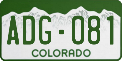 CO license plate ADG081