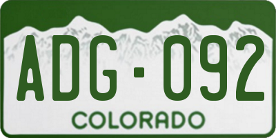 CO license plate ADG092