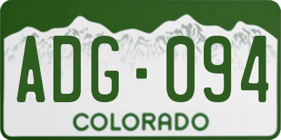 CO license plate ADG094