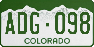 CO license plate ADG098