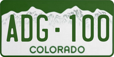 CO license plate ADG100