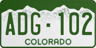 CO license plate ADG102