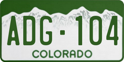CO license plate ADG104