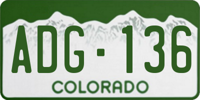 CO license plate ADG136