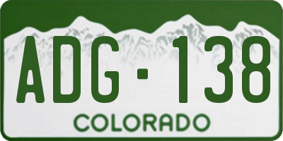 CO license plate ADG138