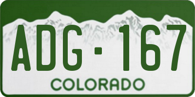 CO license plate ADG167