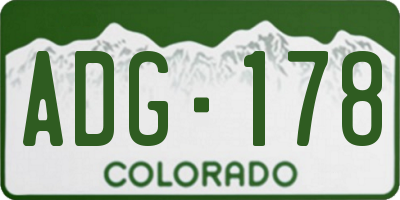 CO license plate ADG178