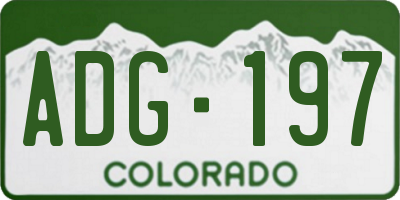 CO license plate ADG197