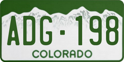 CO license plate ADG198
